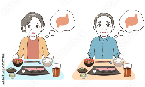 胃を気にしながら食事をする　シニア