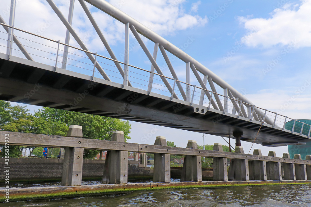 Metal bridge over river