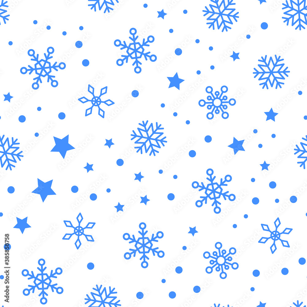 Snow vector pattern. Snowflake and stars seamless texture. Winter background. Vector elements. Snow vector pattern. Snowflake and stars seamless texture. Winter background. Vector elements.