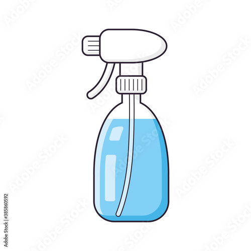 Sanitizer cleaning spray bottle isolated icon cartoon vector, antibacterial and virus antiseptic disinfection, COVID-19 prevention, coronavirus epidemic protection.