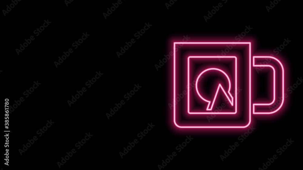 Glowing neon line Coffee cup icon isolated on black background. Take away print. 4K Video motion graphic animation Glowing neon line Coffee cup icon isolated on black background. Take away print. 4K Video motion graphic animation