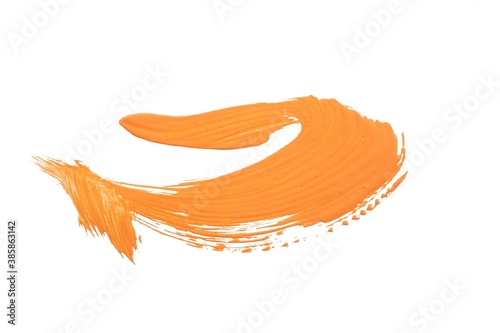 Paint strokes orange color isolated on white background. Symbol or logo of art company. 