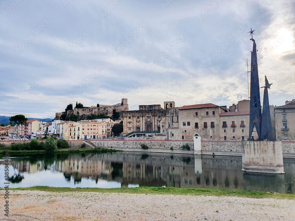 View on the Tortosa town from the riverside