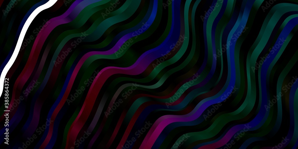 Dark Multicolor vector background with wry lines.