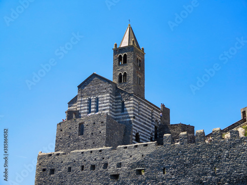 Beautiful view of Saint Peter's church in Portovenere, near the Cinque Terre, Italy