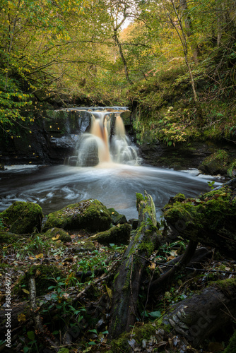Hareshaw Linn Waterfall Trail  Northumberland National Park  Northumbria  UK. Autumn. 