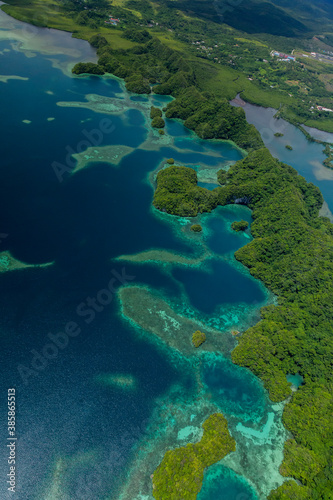 Fototapeta Naklejka Na Ścianę i Meble -  Beautiful tropical island landscape aerial shot