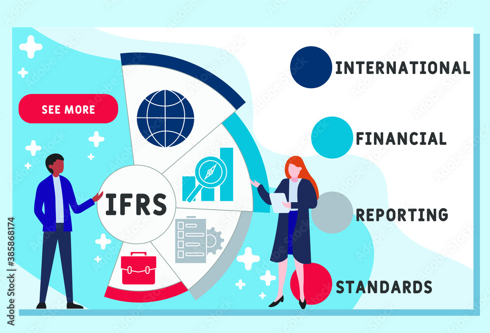 Vector website design template . IFRS - International Financial Reporting Standards. acronym medical concept. illustration for website banner, marketing materials, business presentation Vector website design template . IFRS - International Financial Reporting Standards. acronym medical concept. illustration for website banner, marketing materials, business presentation