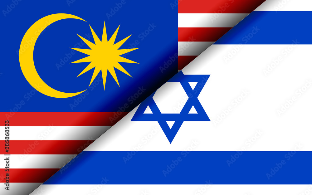 Flags of the Malaysia and Israel divided diagonally Stock Illustration ...