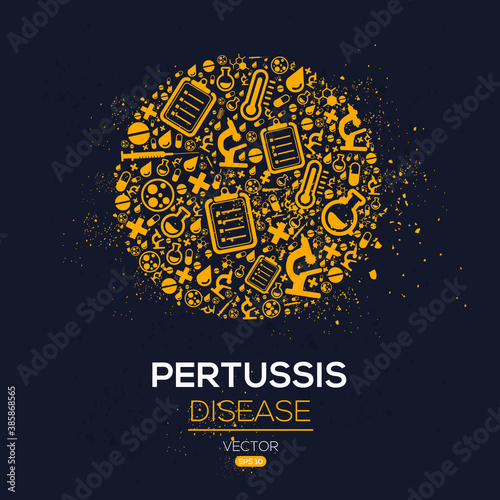 Creative (Pertussis) disease Banner Word with Icons ,Vector illustration.	
