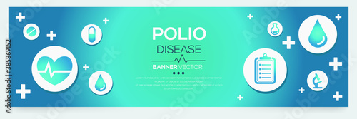Creative (Polio) disease Banner Word with Icons ,Vector illustration.	