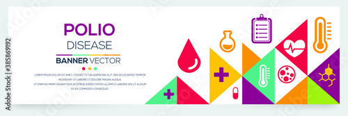 Creative (Polio) disease Banner Word with Icons ,Vector illustration.	