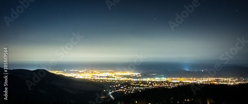 night view of carson city nevada from tahoe mountains