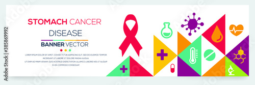 Creative (Stomach Cancer) disease Banner Word with Icons ,Vector illustration.	