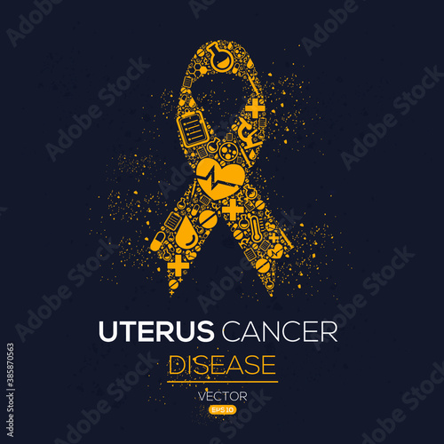 Creative (Uterus Cancer) disease Banner Word with Icons ,Vector illustration.	