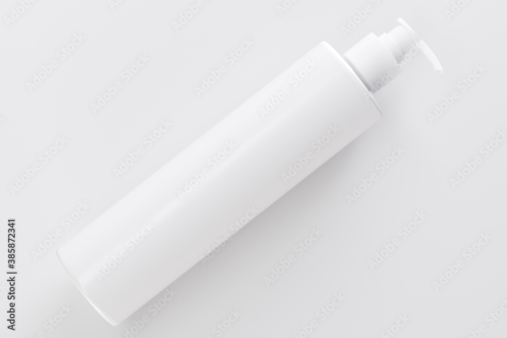 White Cosmetic Dispenser Shampoo Bottle Mockup 3D Illustration White Cosmetic Dispenser Shampoo Bottle Mockup 3D Illustration