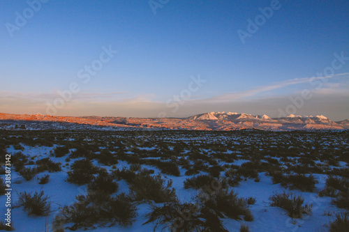 Sunrise at Arches National Park, Utah winter