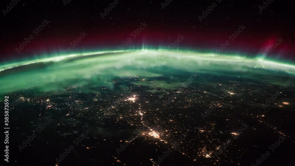 Aurora Borealis seen on Earth from International Space Station (ISS). 4k timelapse. Created from Public Domain images, courtesy of NASA JSC