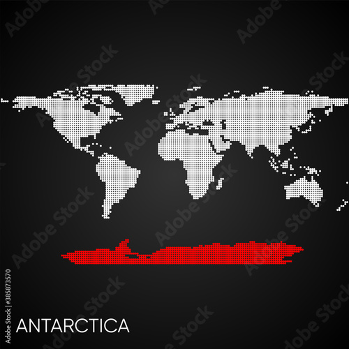 Dotted world map with marked antarctica