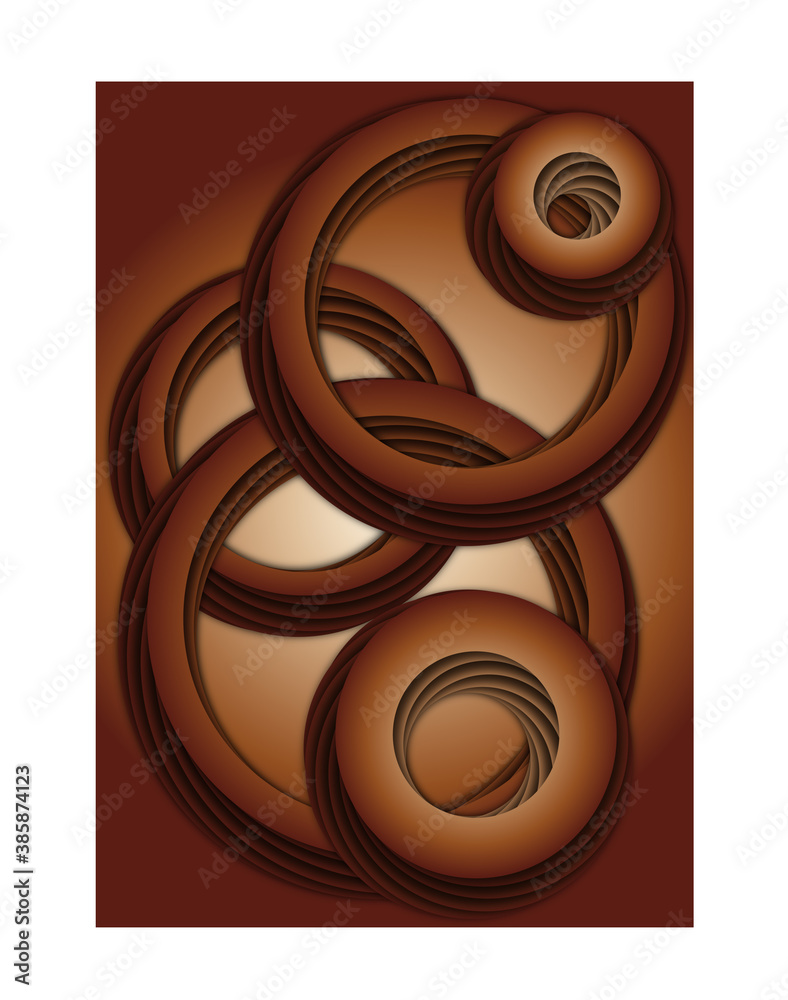 Obraz premium Abstract fractal figures are brown on a gradient background.