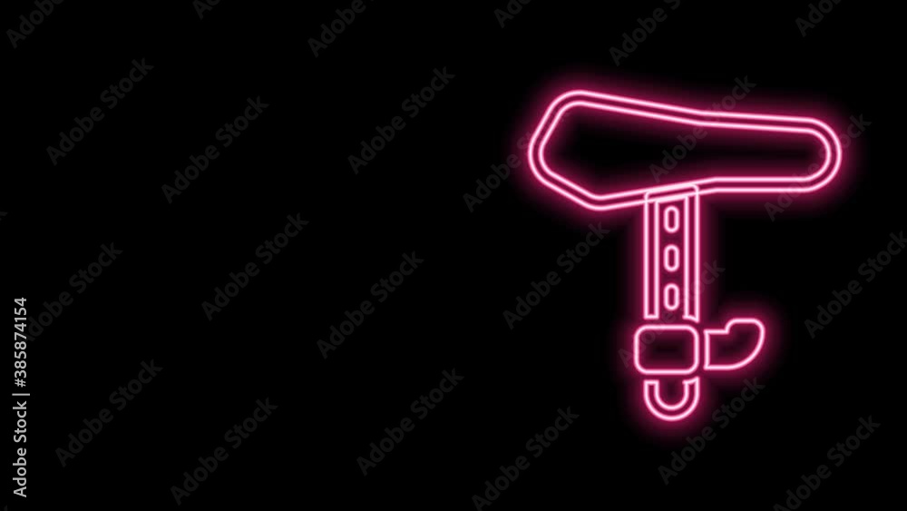 Glowing neon line Bicycle seat icon isolated on black background. Bicycle saddle. 4K Video motion graphic animation Glowing neon line Bicycle seat icon isolated on black background. Bicycle saddle. 4K Video motion graphic animation