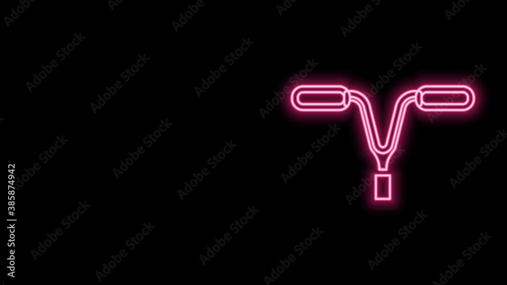Glowing neon line Bicycle handlebar icon isolated on black background. 4K Video motion graphic animation Glowing neon line Bicycle handlebar icon isolated on black background. 4K Video motion graphic animation
