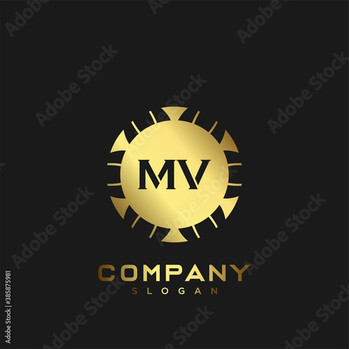 MV Premium monogram letter initials logo. minimalist symbol icon vector design. Luxury logotype Template.