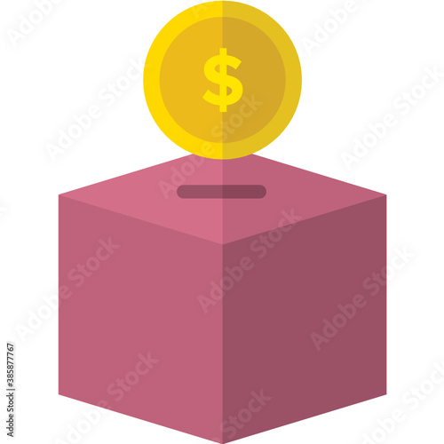 money box with sign