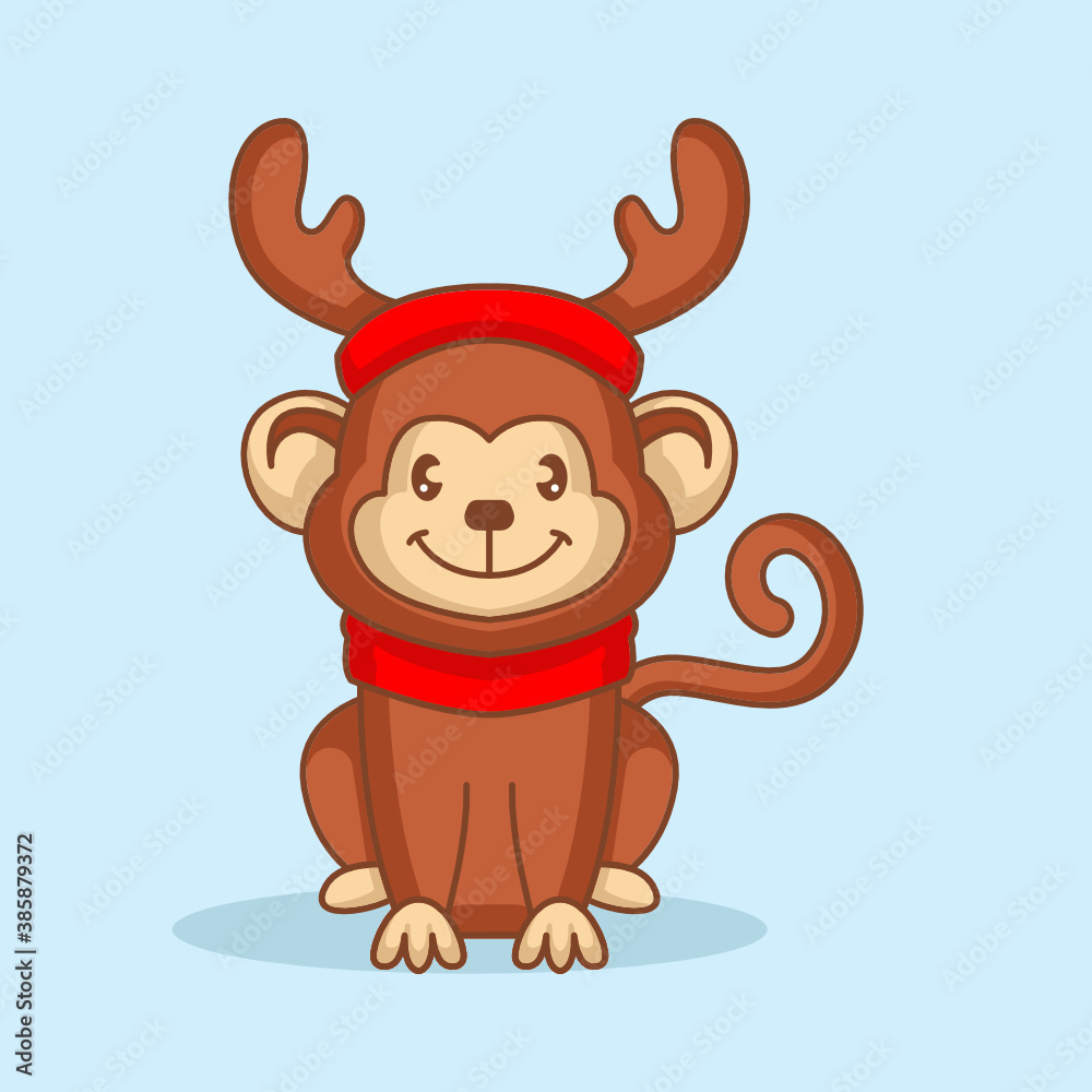 monkey with cute Christmas costume and decoration