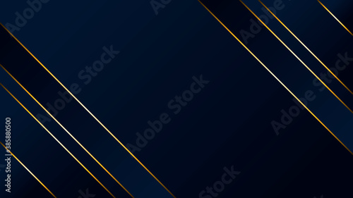 Abstract luxury template dark blue geometric diagonal background with golden lines