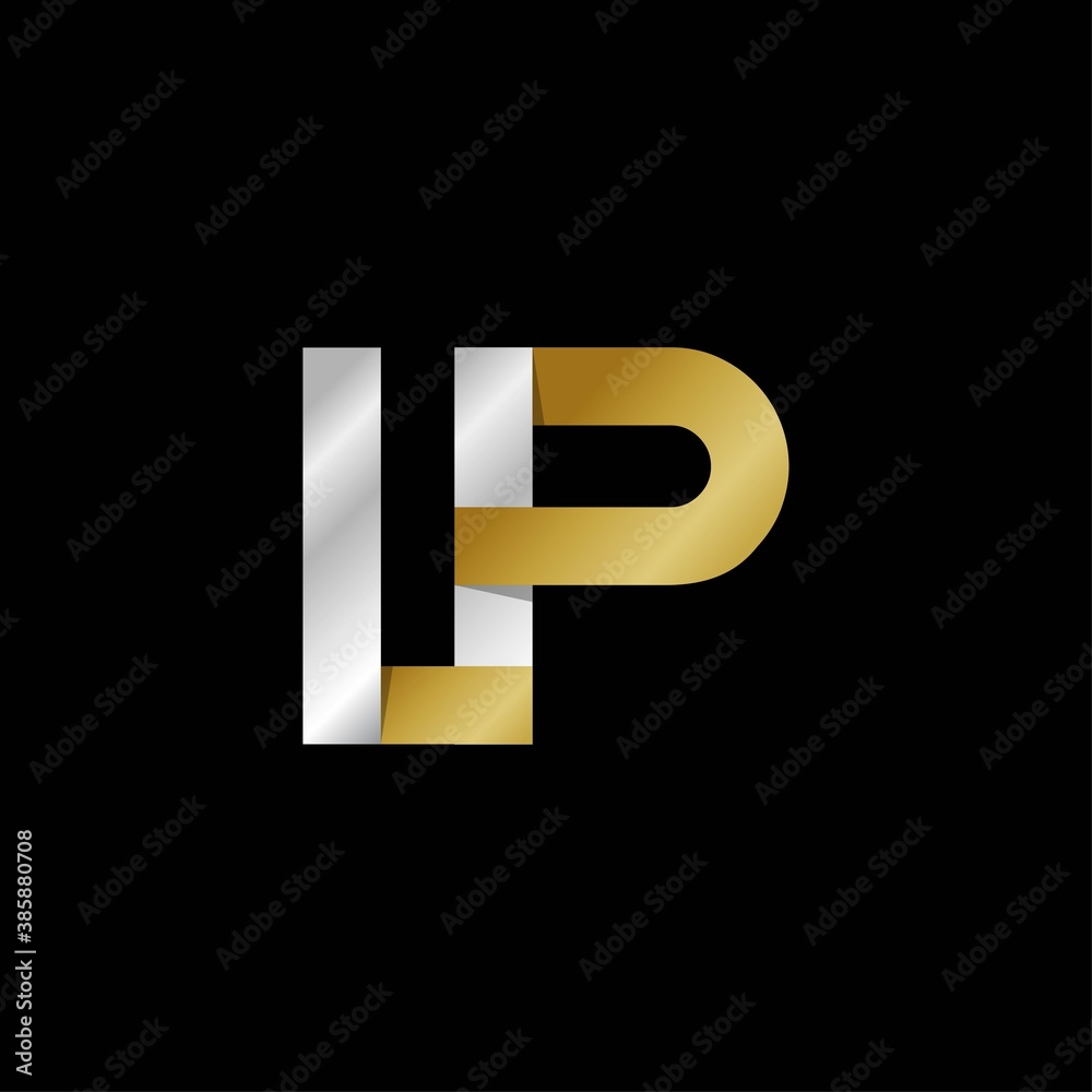 LP initial letter logo, simple shade, gold silver color LP initial letter logo, simple shade, gold silver color