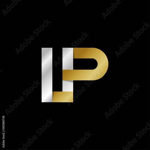 LP initial letter logo, simple shade, gold silver color