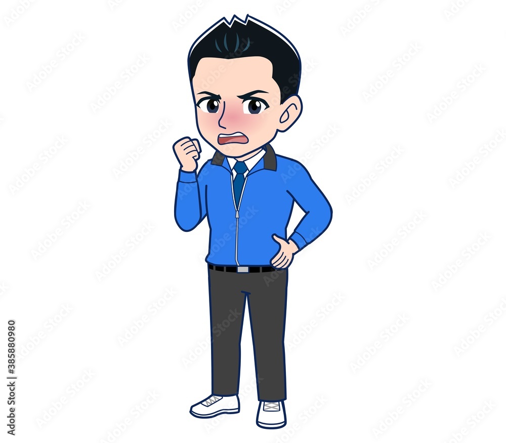 Male clerk in a blue outerwear Male clerk in a blue outerwear