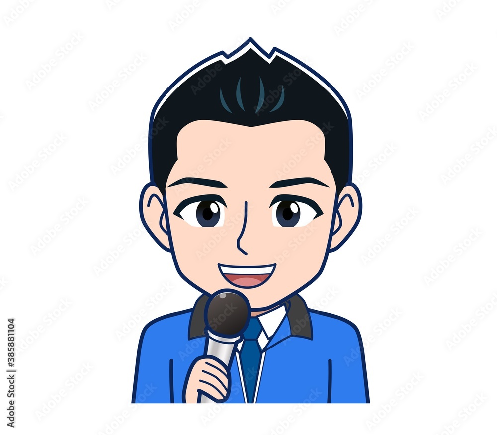 Male clerk in a blue outerwear Male clerk in a blue outerwear