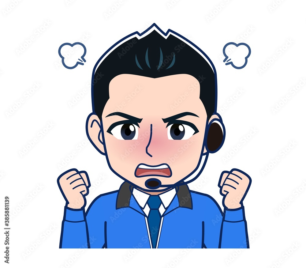Male clerk in a blue outerwear Male clerk in a blue outerwear