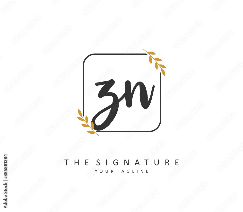 Z N ZN Initial letter handwriting and signature logo. A concept handwriting initial logo with template element. Z N ZN Initial letter handwriting and signature logo. A concept handwriting initial logo with template element.