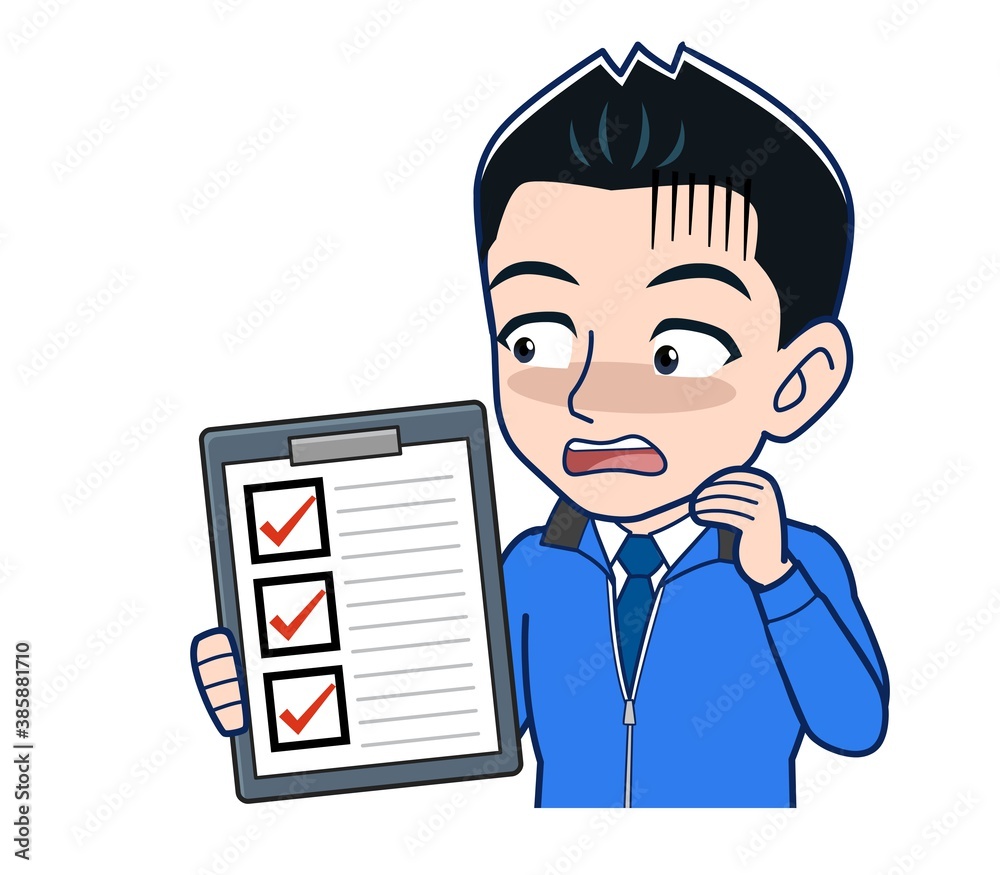 Male clerk in a blue outerwear Male clerk in a blue outerwear
