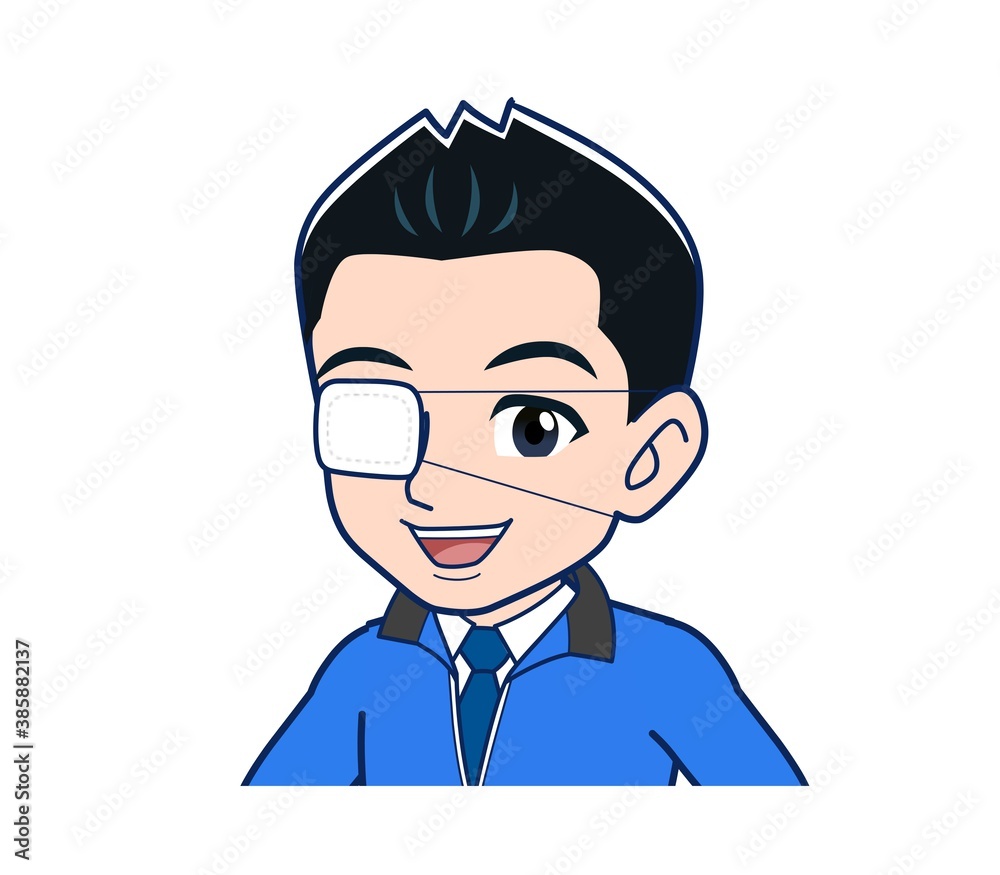 Male clerk in a blue outerwear Male clerk in a blue outerwear