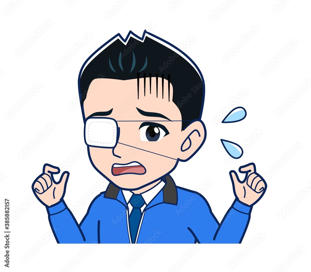 Male clerk in a blue outerwear Male clerk in a blue outerwear