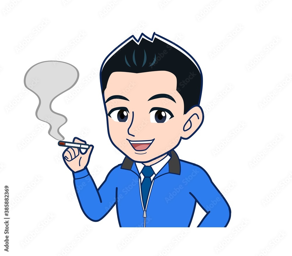 Male clerk in a blue outerwear Male clerk in a blue outerwear