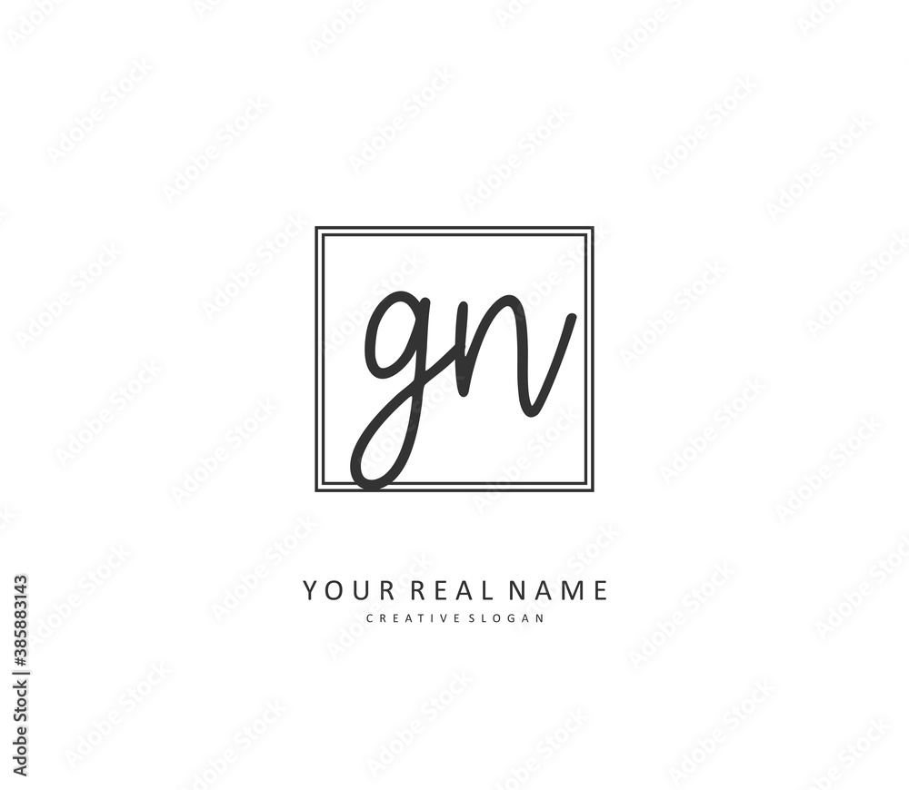 G N GN Initial letter handwriting and signature logo. A concept handwriting initial logo with template element. G N GN Initial letter handwriting and signature logo. A concept handwriting initial logo with template element.
