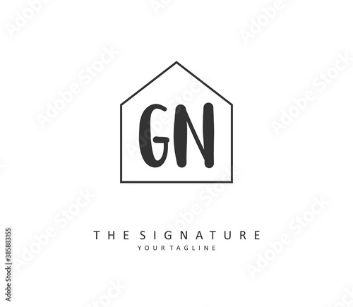 Free Download G N GN Initial letter handwriting and signature logo. A concept handwriting initial logo with template element. - GFXLoad