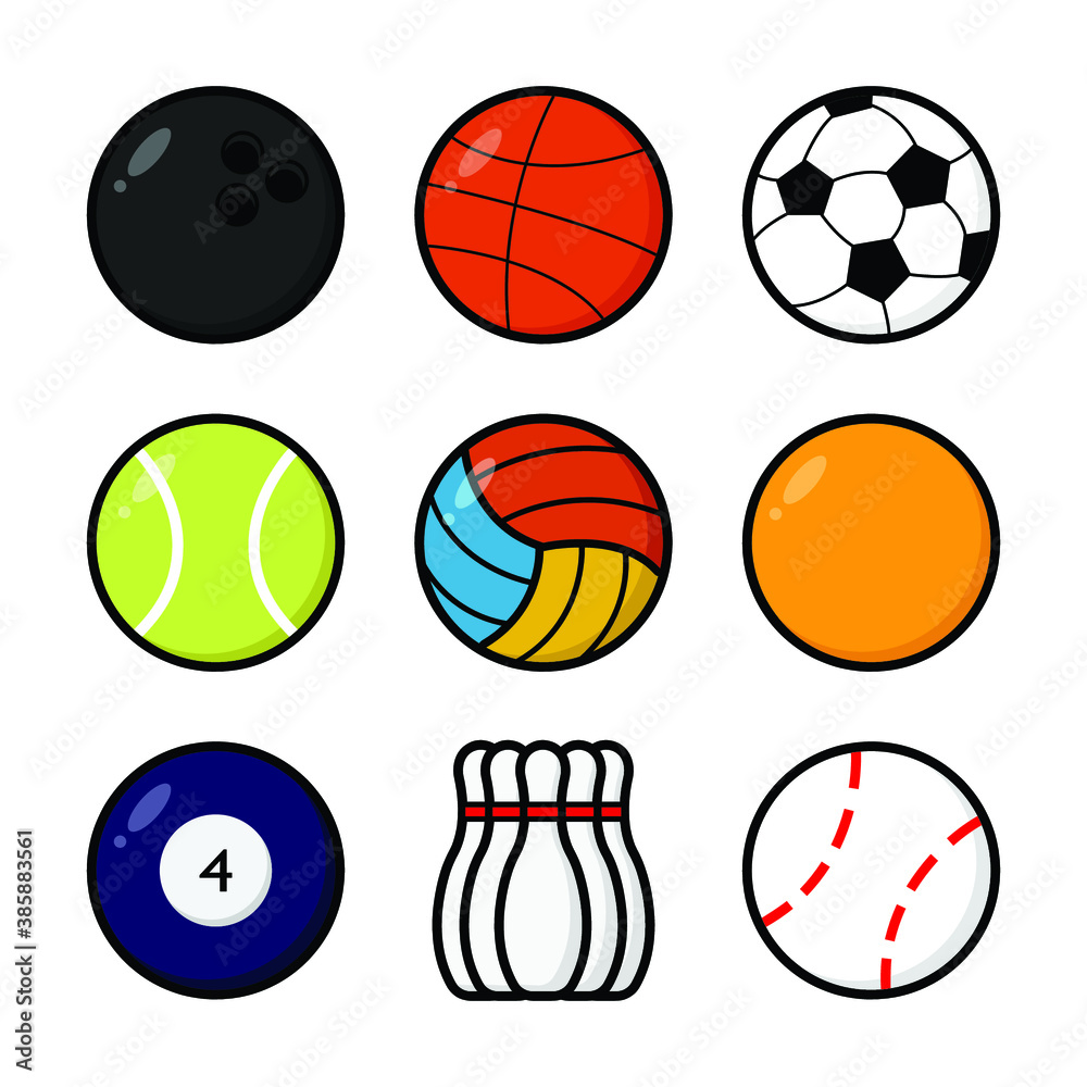 Set of Various Types of Sports Balls
