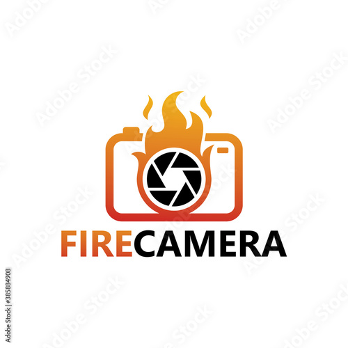 Fire camera logo template design vector
