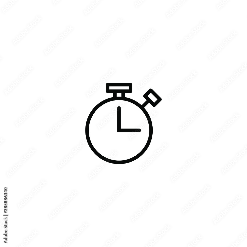 Obraz premium Clock, time outline and thin line icon isolated on white background EPS Vector