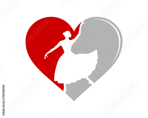 Woman ballerina inside the love shape
