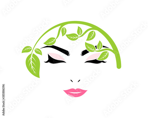 Beauty woman face nature treatment logo