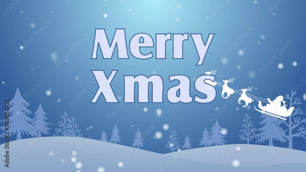 Santa Claus and reindeers appearing in the winter sky. Snowing on the forest. CG footage for holiday season. Santa Claus and reindeers appearing in the winter sky. Snowing on the forest. CG footage for holiday season.