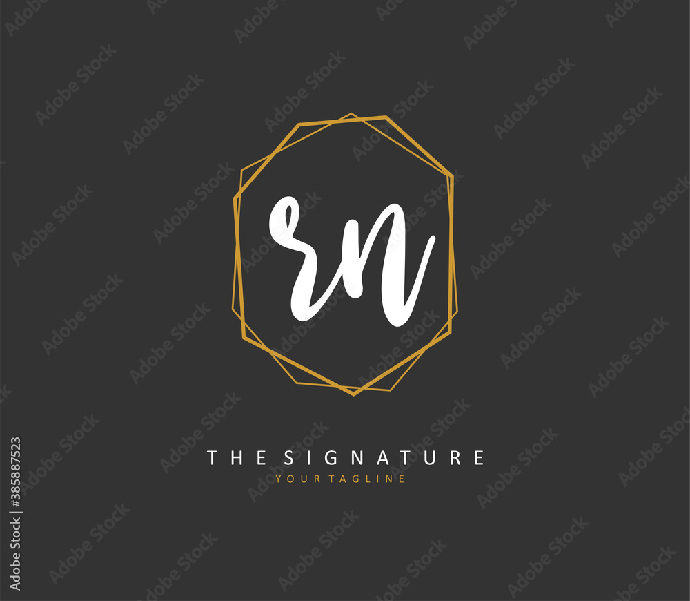R N RN Initial letter handwriting and signature logo. A concept handwriting initial logo with template element. R N RN Initial letter handwriting and signature logo. A concept handwriting initial logo with template element.