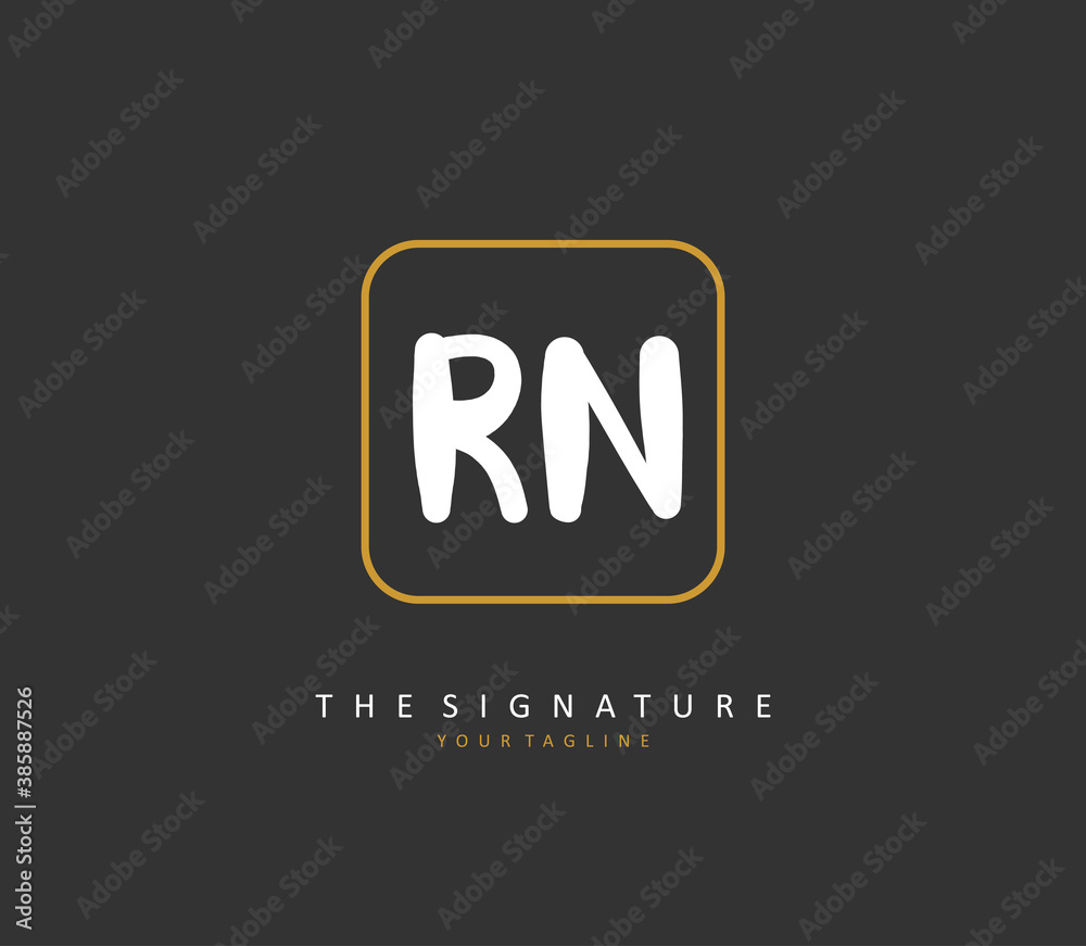 R N RN Initial letter handwriting and signature logo. A concept handwriting initial logo with template element. R N RN Initial letter handwriting and signature logo. A concept handwriting initial logo with template element.